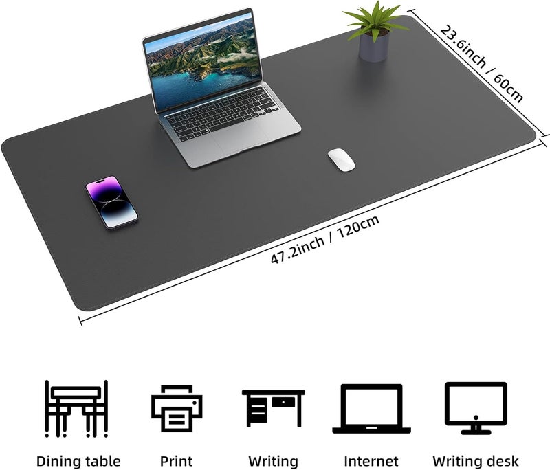 AFIING Large Desk Mat 47" x 23.7",Leather Desk mat,Double-Sided Desk Pad,Desk matt for Desktop,Large Mouse Pad,Office Desk mat,Waterproof Desk Blotter pad for Office&Home(Black+Cork) - Image 2
